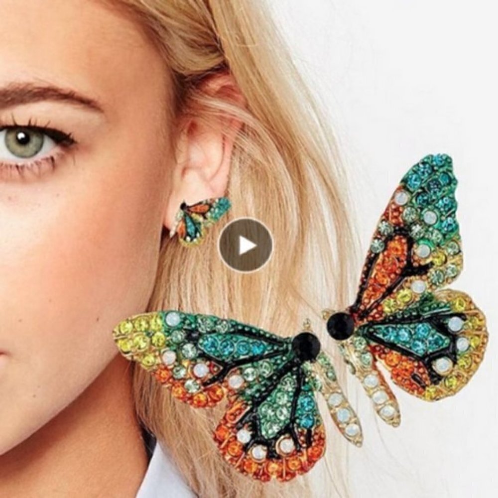 Fashion Freestyle boho crystal butterfly earrings jewelry unique